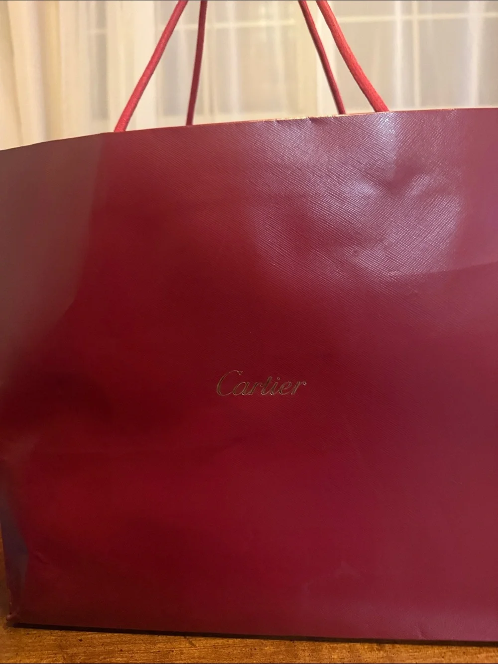 Cartier Burgundy Red Gift Bag with Gold Logo